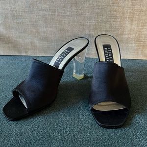 Vintage Stuart Weitzman Black Mule Sandal with Clear Block Heel